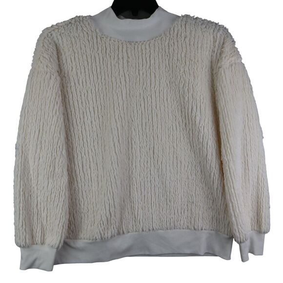 crown & ivy Tops - Crown & Ivy Women's Size Large White Fuzzy Sweatshirt